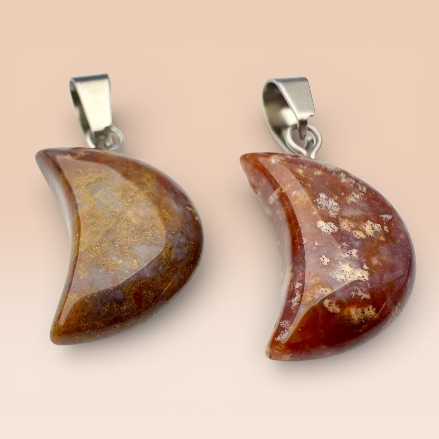 Red Moss Agate Moon Pendant