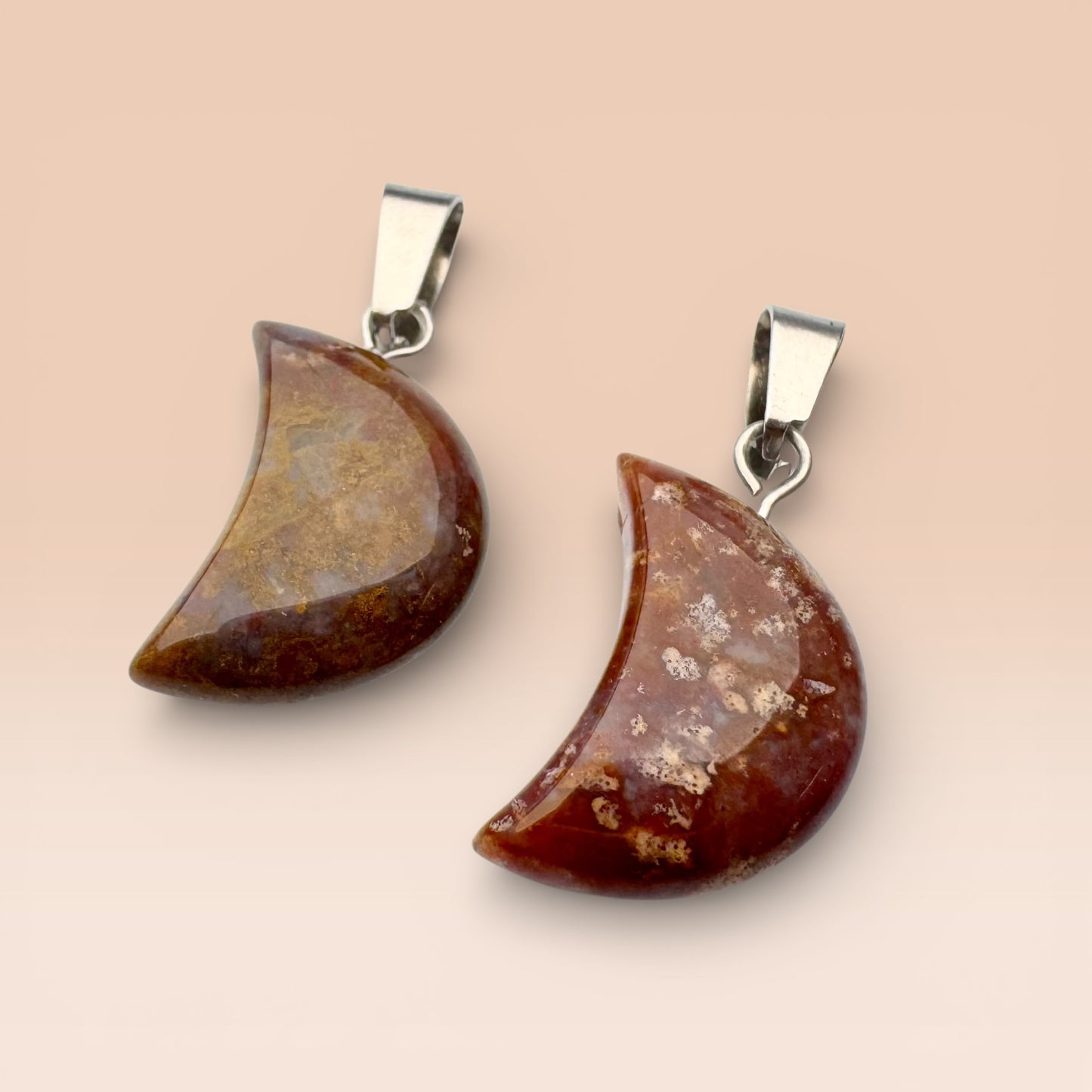 Red Moss Agate Moon Pendant