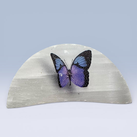 Selenite Semi-Circle - Butterfly (6cm)