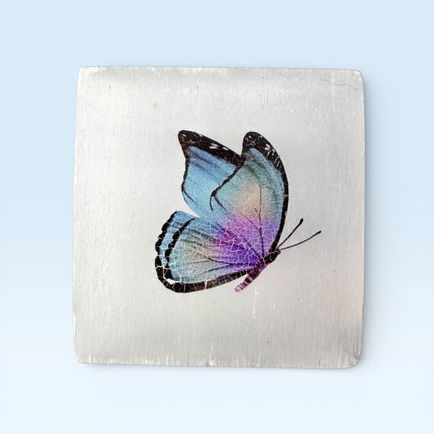 Selenite Square - Butterfly Side View (4.5cm)