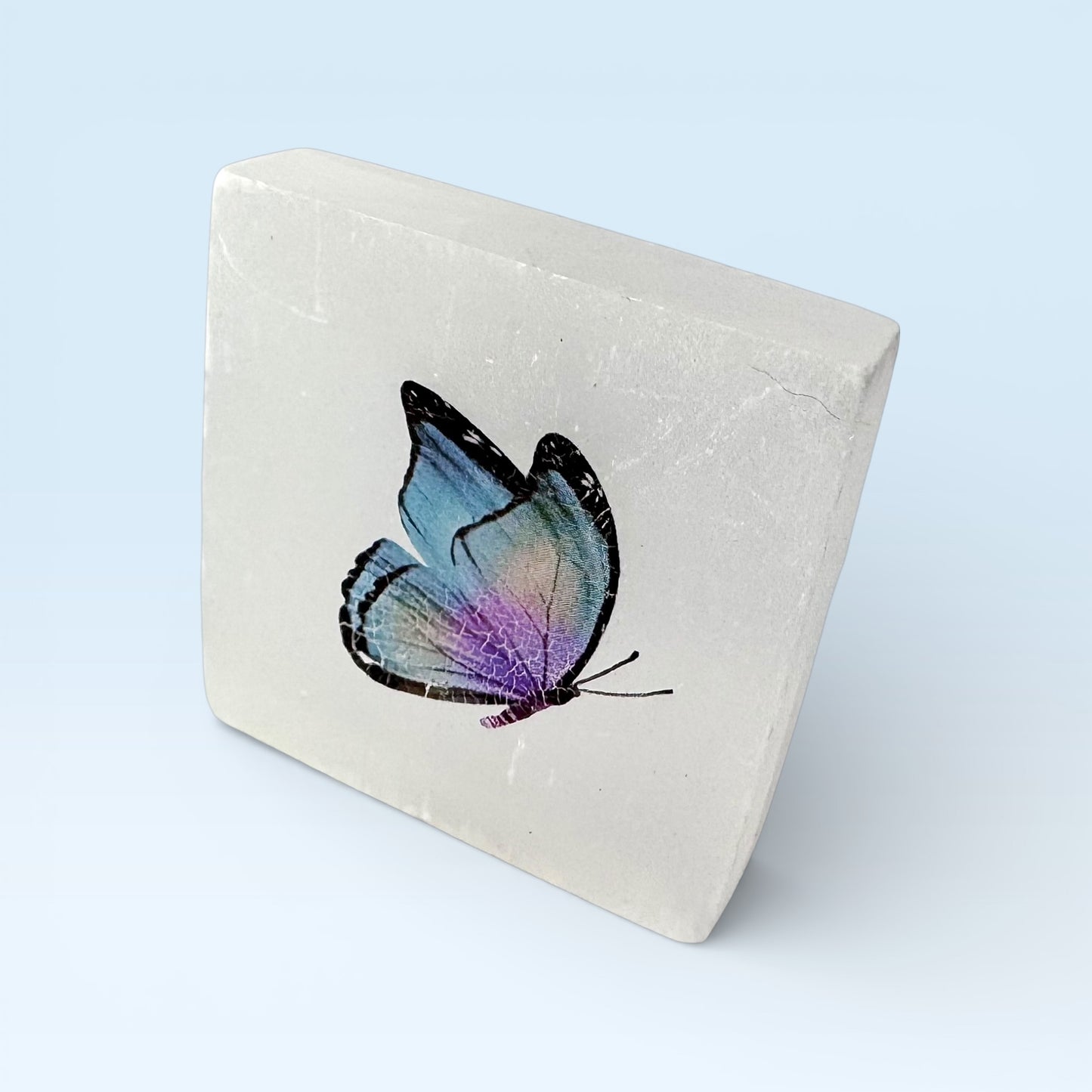 Selenite Square - Butterfly Side View (4.5cm)