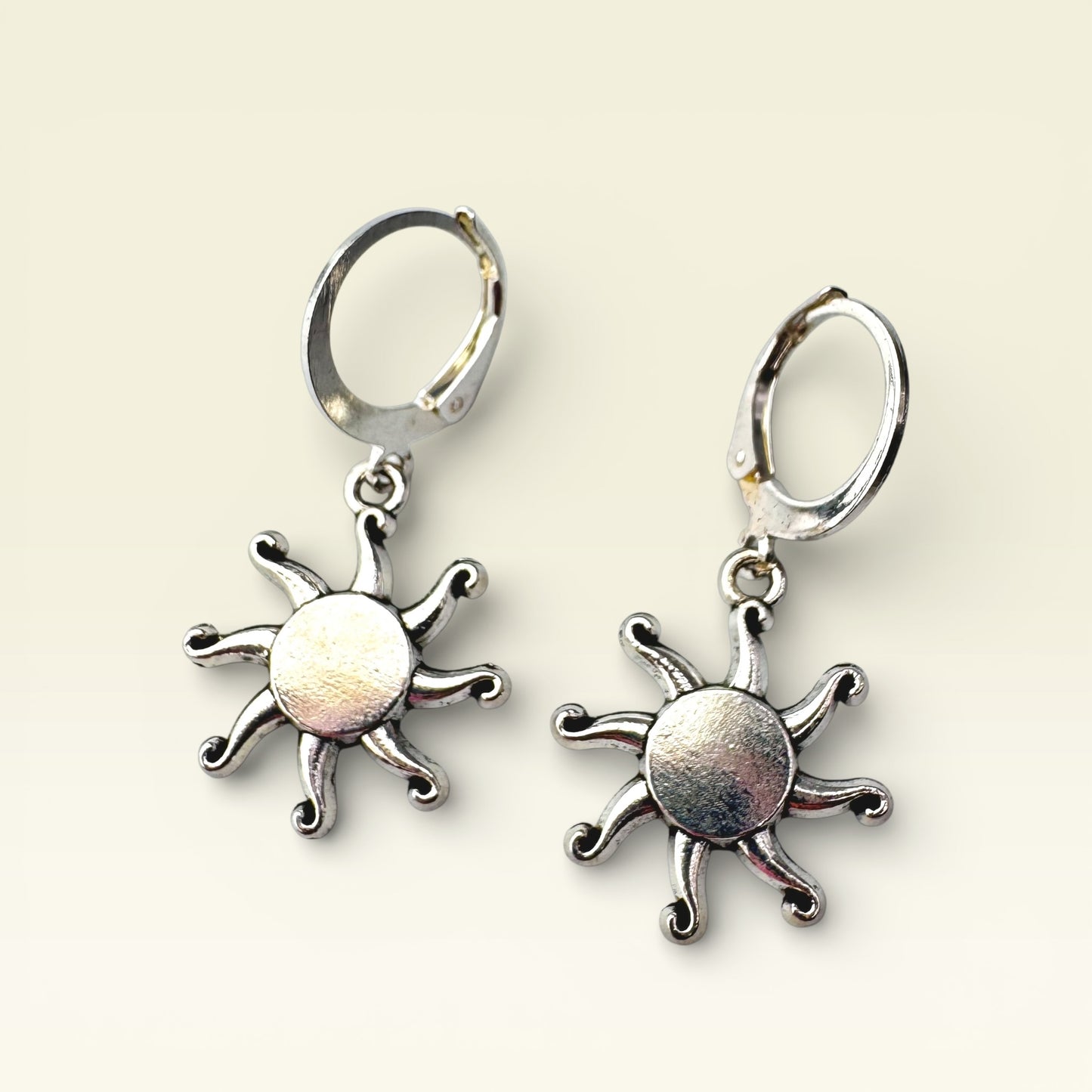 Silver Sun Drop Earrings