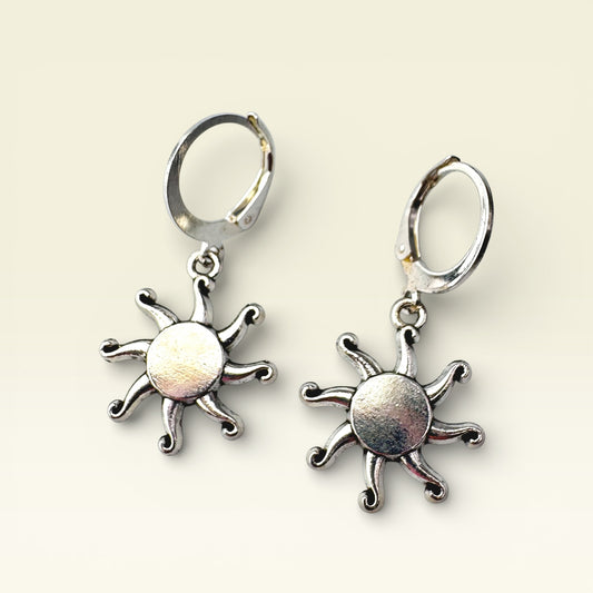 Silver Sun Drop Earrings