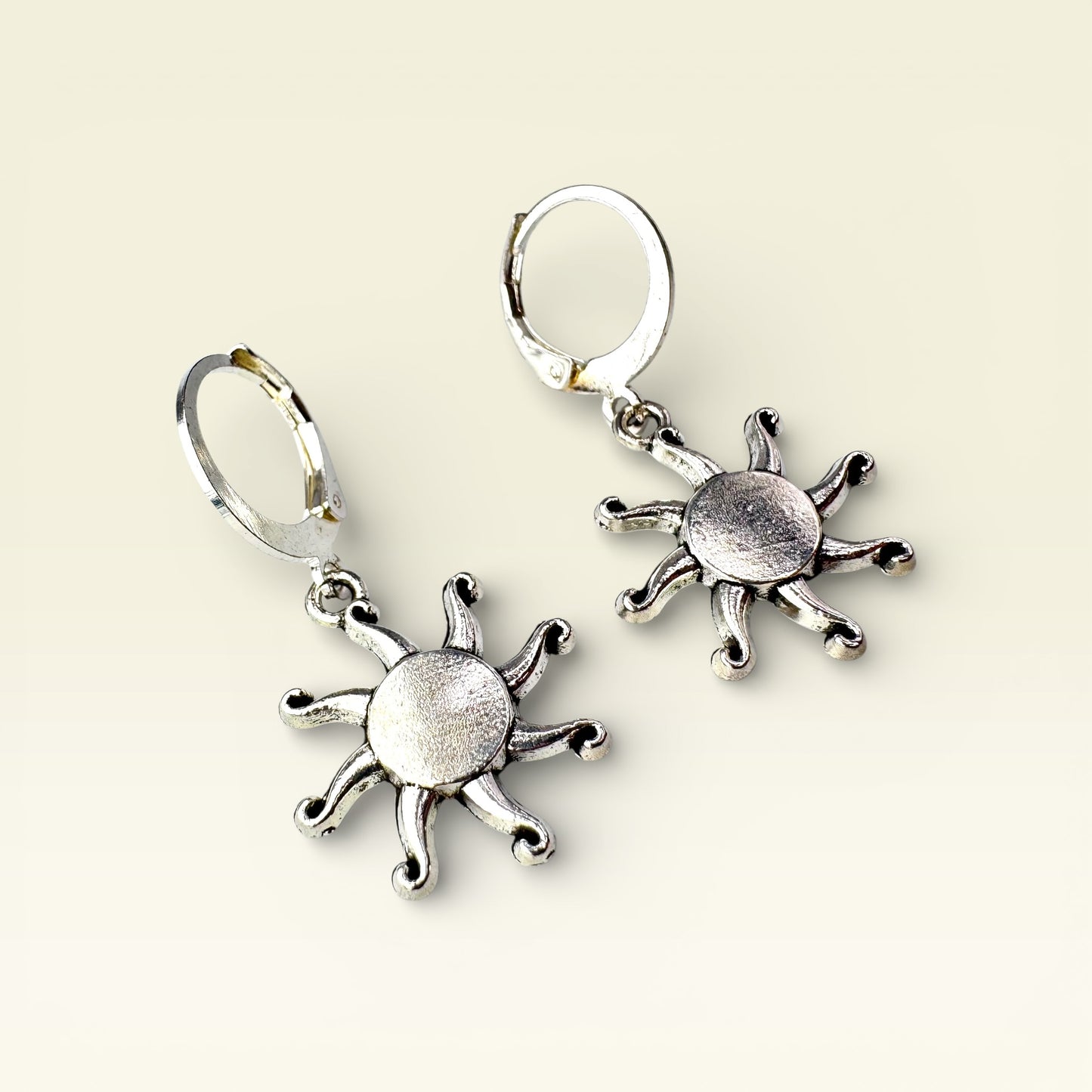 Silver Sun Drop Earrings